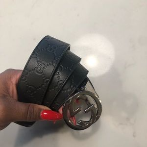 Gucci leather web belt